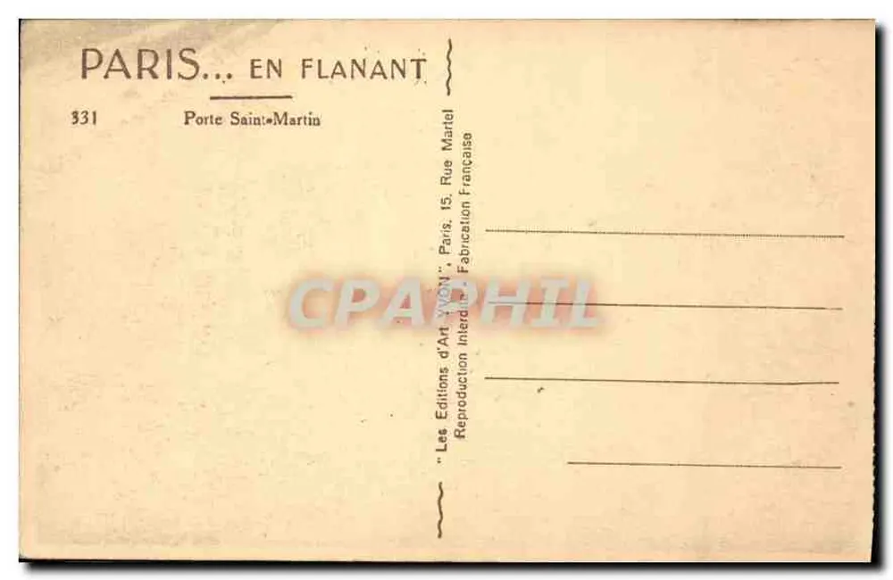 Paris — Porte Saint-Martin — Les Éditions d'Art Inter - Verso
