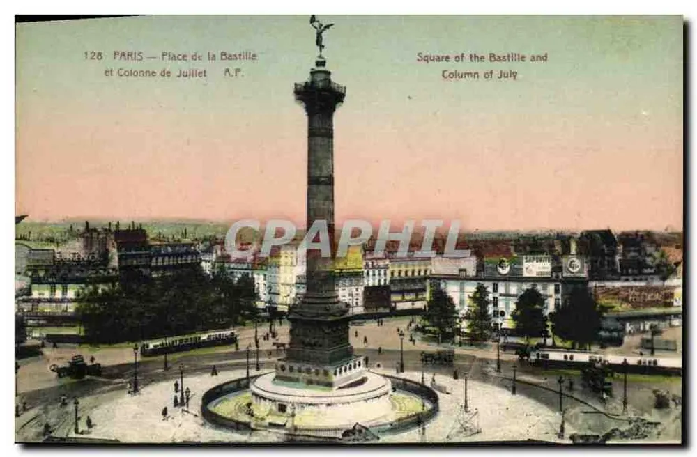 Paris — Place de la Bastille und Säule vom Juli — A.P. - Vorderseite