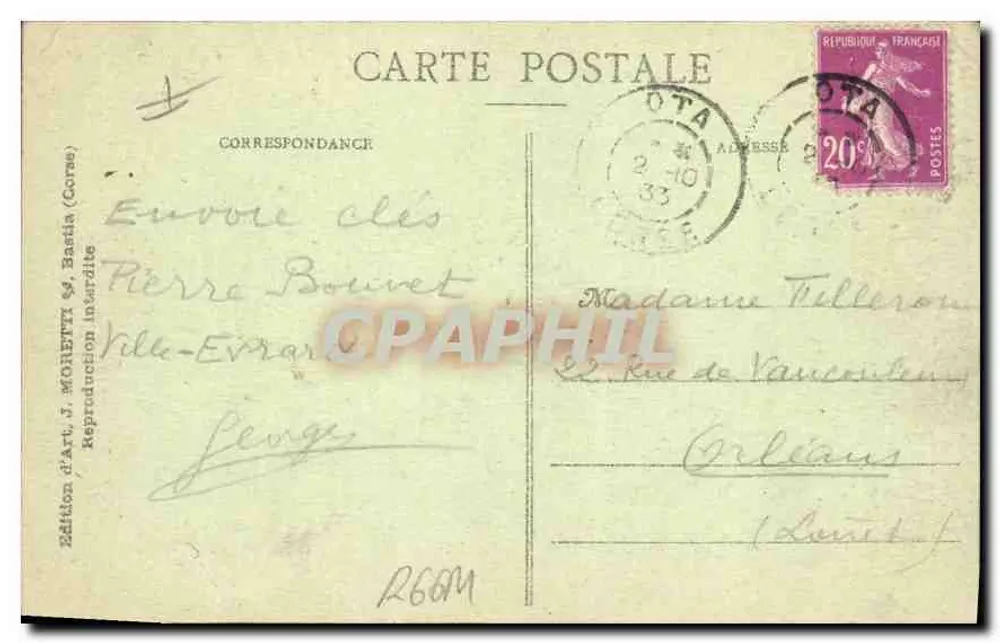 Córsega - Porto - La Tour — J. Morretti, n° 3175 - Verso