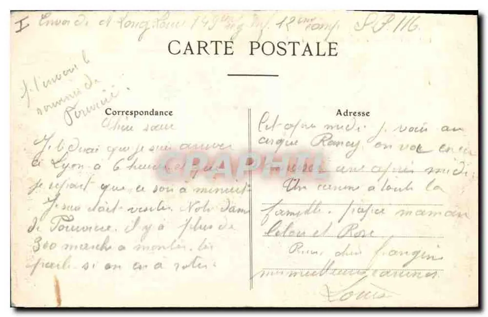 LYON — Fontaine Bariboldi — E. R. n° 310 - Verso
