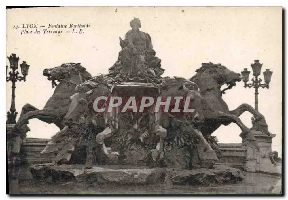 Lyon — Fontaine Bartholdi, Place des Terreaux — L. B. n°34 - Vorderseite