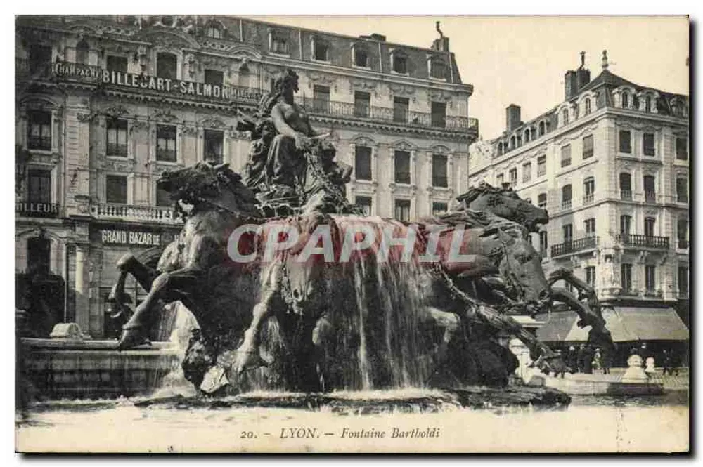 LYON — Fontaine Bartholdi — Editora: C. P. A. (n° 20) - Frente