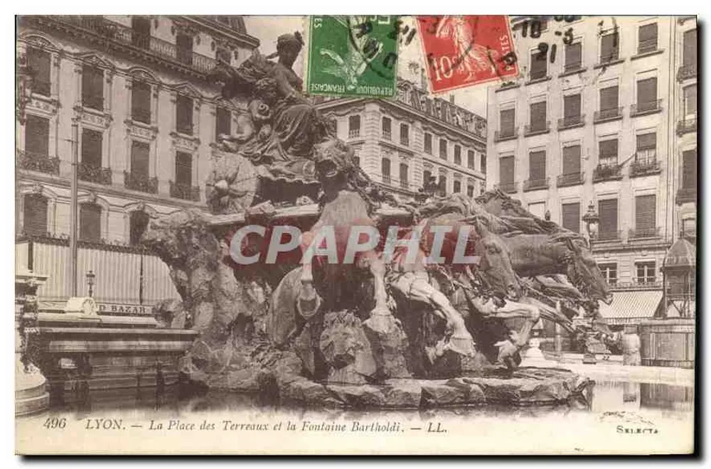 LYON — La Place des Terreaux und die Bartholdi-Fontäne — LL. — Sélecta - Vorderseite