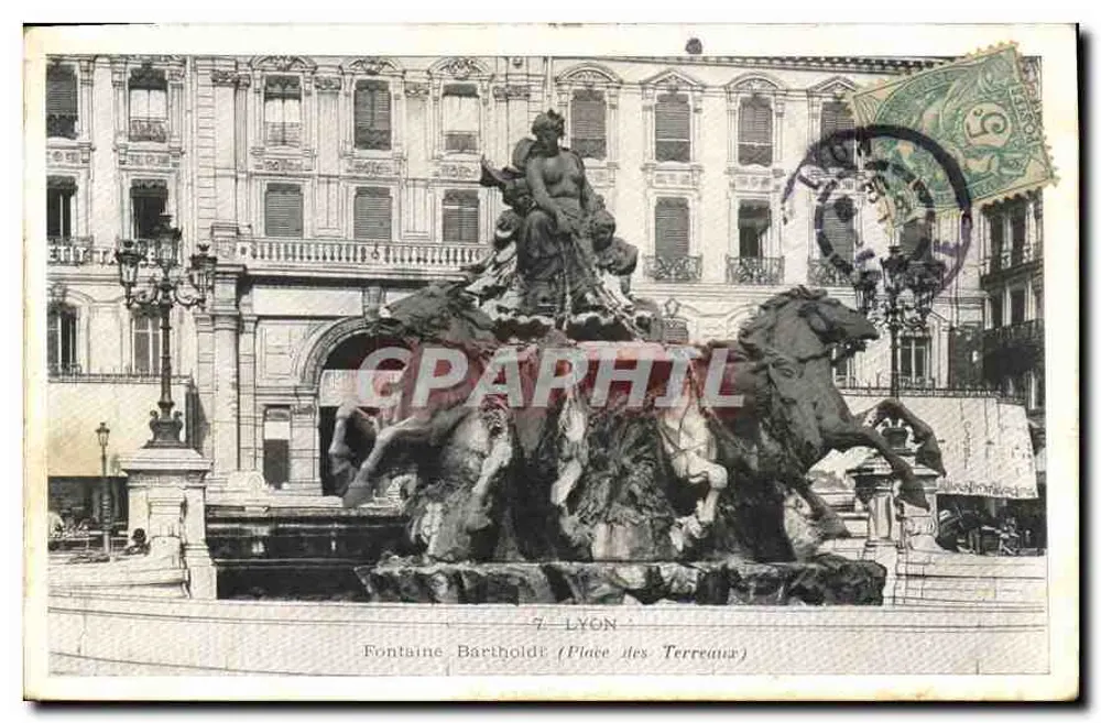 Bartholdi-Fontäne (Place des Terreaux) — Lyon — Verlag nicht sichtbar, Seriennummer 7 - Vorderseite