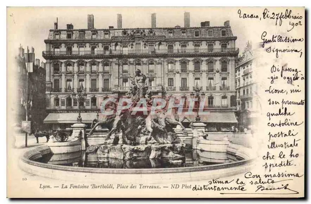Lyon — Fontäne Bartholdi, Place des Terreaux — ND Phot - Vorderseite