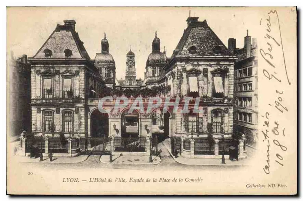 LYON. — Das Rathaus, Fassade der Place de la Comédie — Collections ND Phot. n°20 - Vorderseite