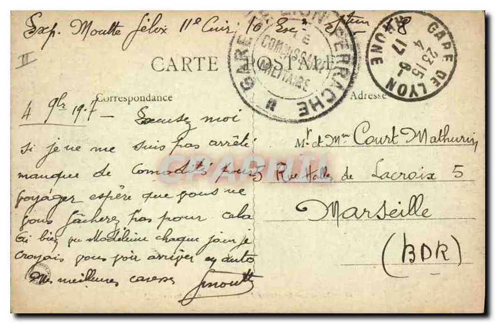Lyon - Fontaine Bartholdi — B. F., Paris, n° 48 - Verso