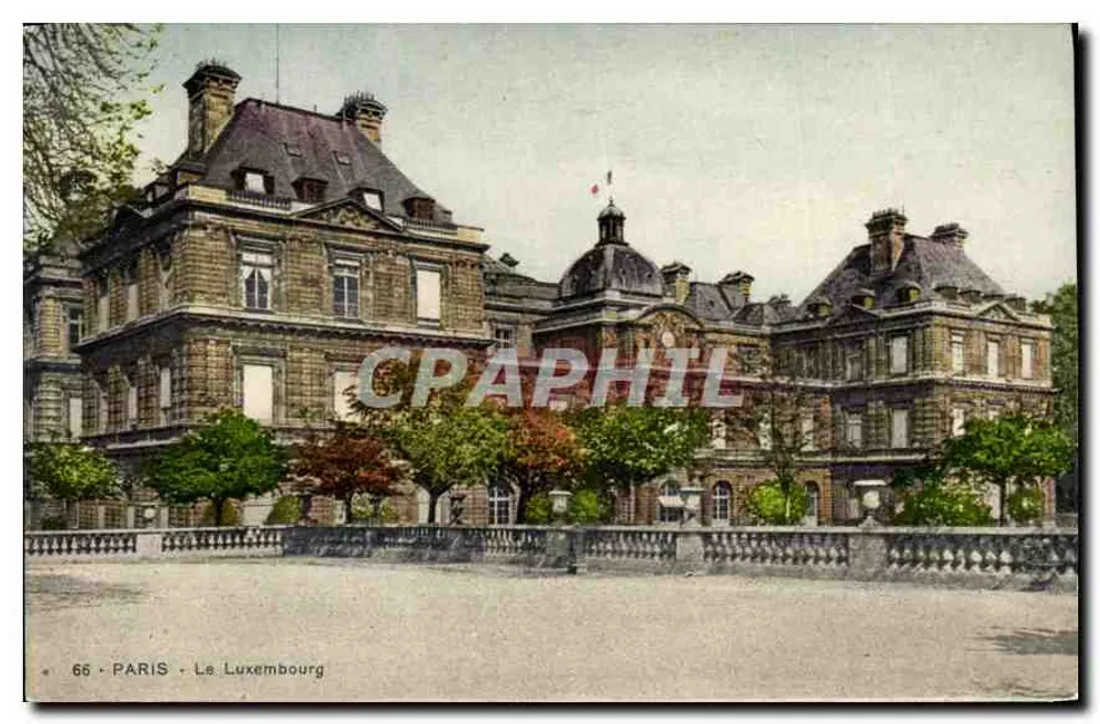 Paris - O Luxemburgo — vista do castelo e do jardim, editor não identificado, n° 66 - Frente