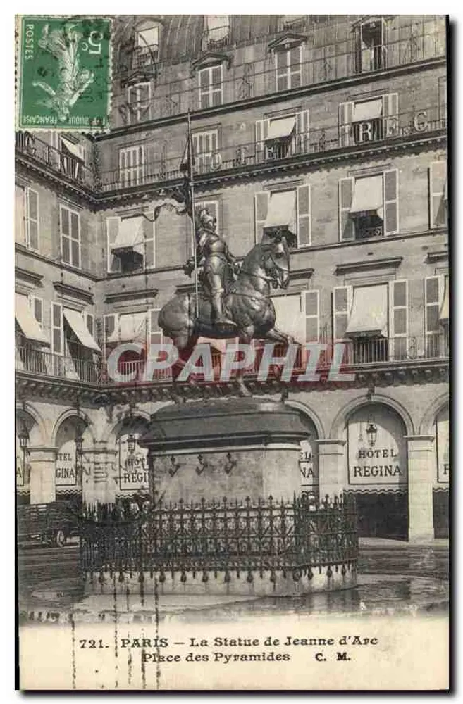 Paris — A Estátua de Joana d'Arc — Praça das Pirâmides — C. M. n°721 - Frente
