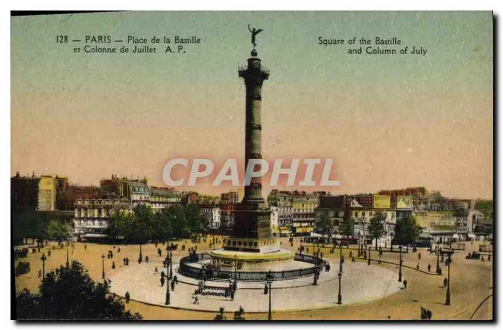 Paris — Place de la Bastille und Säule vom Juli — A. P. n°128 - Vorderseite