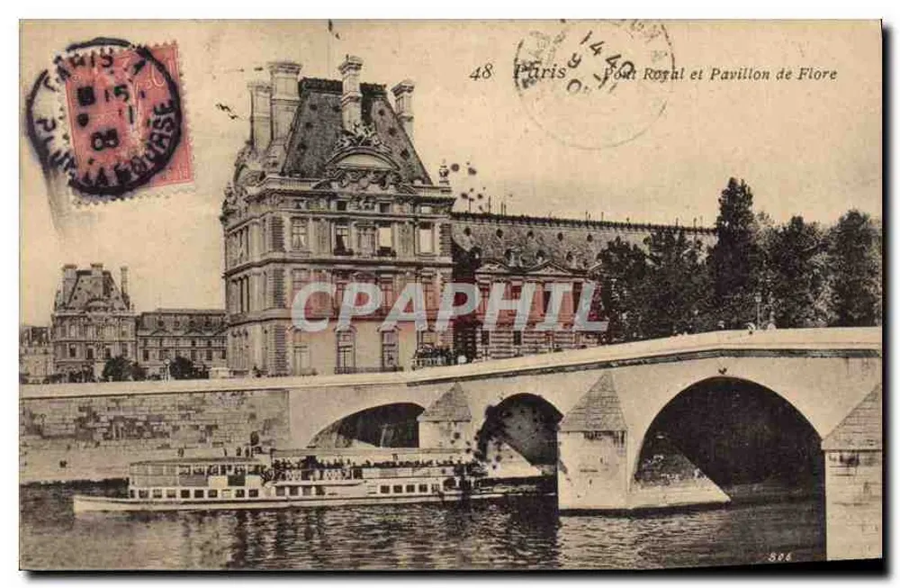 Ponte Real e Pavilhão de Flore — Paris — editor não identificado, número de série 48 - Frente