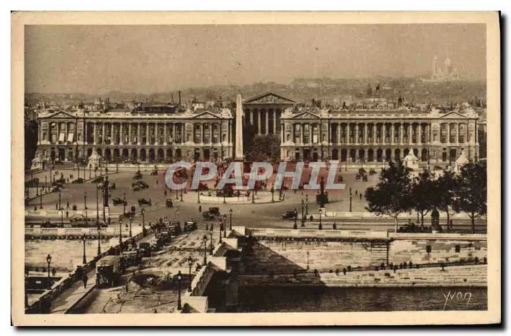 Platz der Concorde — Allgemeiner Blick — Kunstausgabe YVON, Paris, Serie 10 Nr. 195 - Vorderseite
