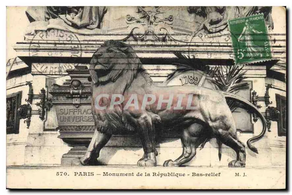 Paris – Monument da República – Bas-relief – M. J. - Frente