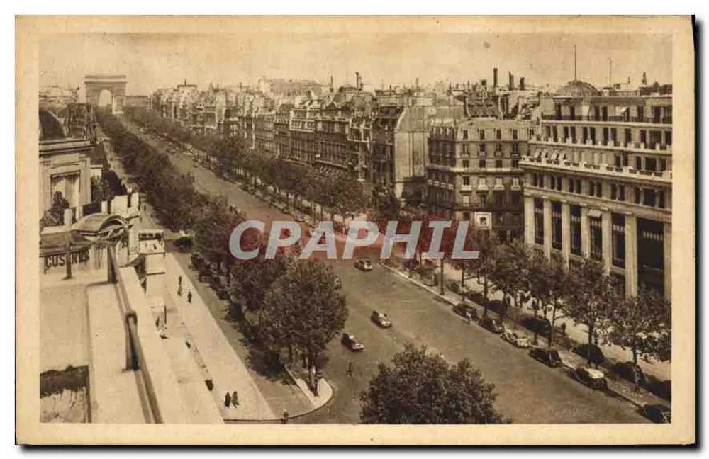 Champs-Élysées — panoramisch uitzicht richting het Arc de Triomphe - Voorkant