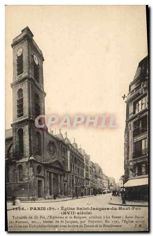 Paris (5. Bezirk) - Kirche Saint-Jacques-du-Haut-Pas (17. Jahrhundert) — gedruckter Text und handschriftliche Schrift - Vorderseite