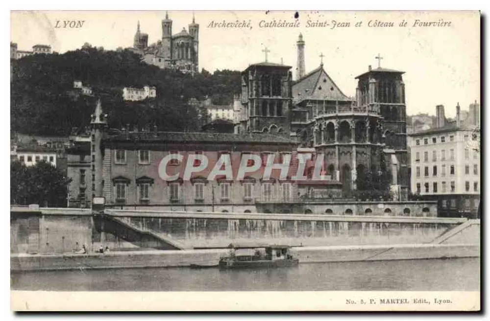 LYON — Erzbischofssitz, Kathedrale Saint-Jean und Fourvière-Hügel — Verlag P. MARTEL, Lyon, Nr. 5 - Vorderseite