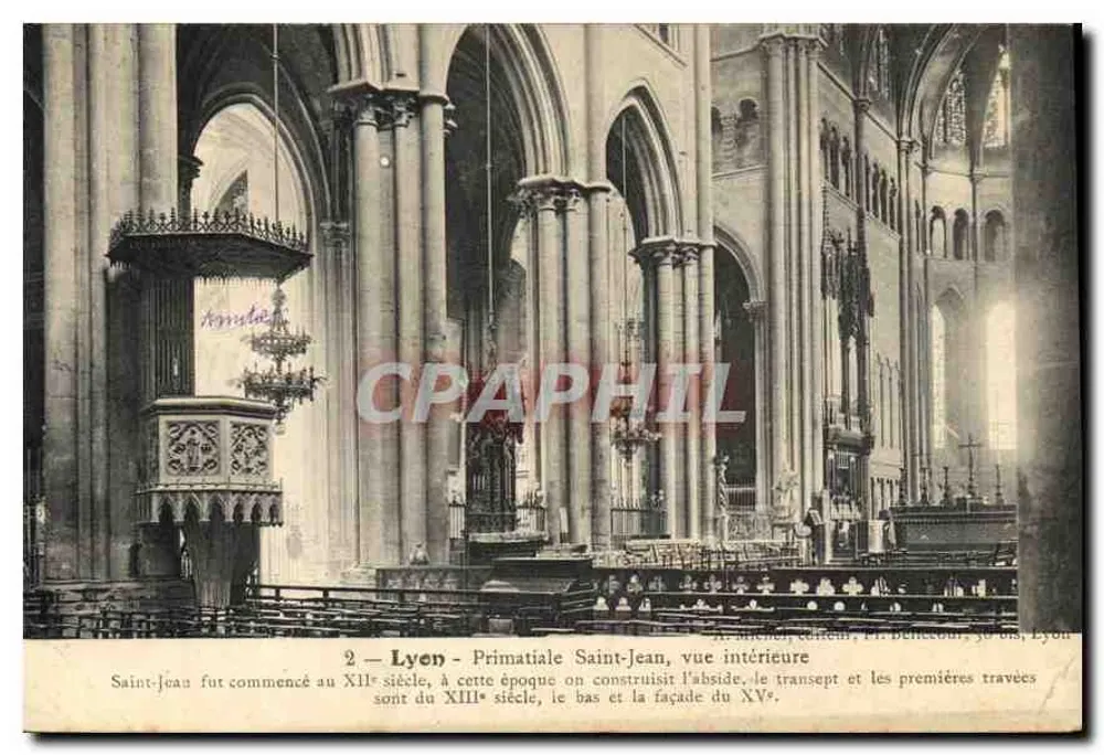 Lyon - Primatiale Saint-Jean, vue intérieure — éditeur P. Buetcour, Lyon, n°2 - Frente