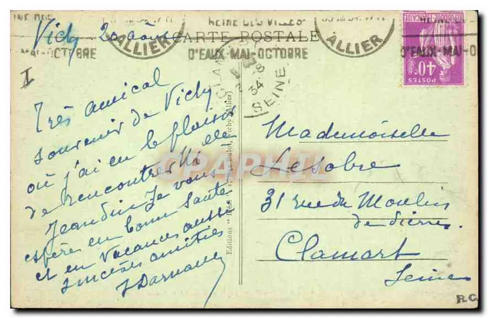 Vichy - Schöne Ecke am Ufer der Allier - "Das Rudern" - Ideal - Rückseite