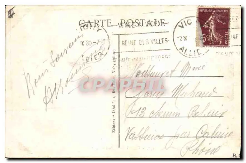Vichy - O Antigo Parque — Editor Ideal, n° 351 - Verso