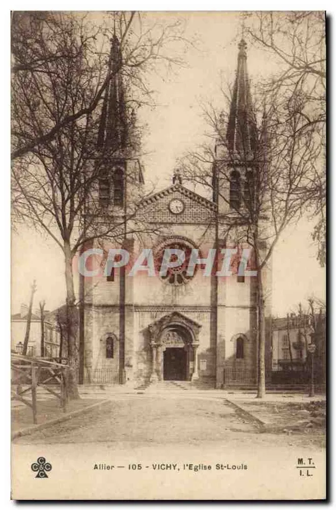 Vichy, a Igreja de São Luís — vista do edifício com seus dois sinos — editor M.T. (n° 105) - Frente