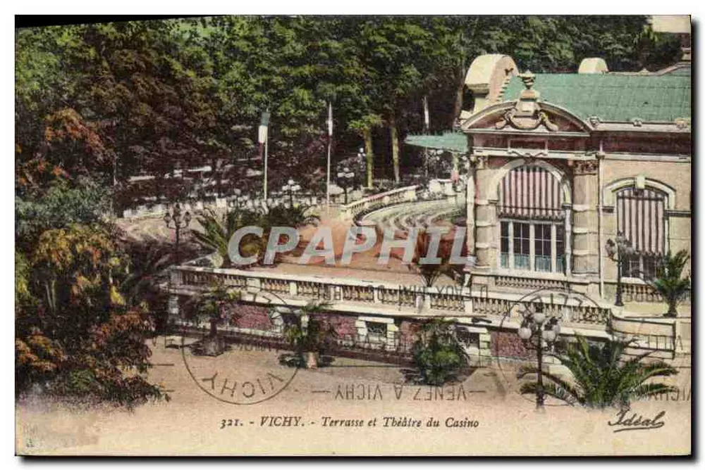 Vichy - Terrasse und Theater des Casinos — Verlag Idéal, Nr. 321 - Vorderseite