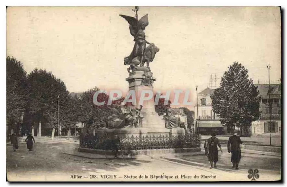 Vichy — Statue der Republik und Place du Marché — Vichy, Allier — Serie 198 - Vorderseite