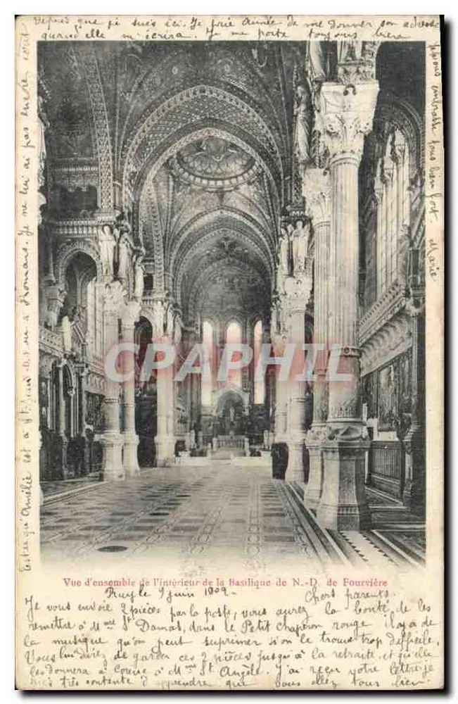 Innenraum der Basilika Notre-Dame de Fourvière — Übersicht — unbekannter Verleger, Seriennummer nicht sichtbar - Vorderseite