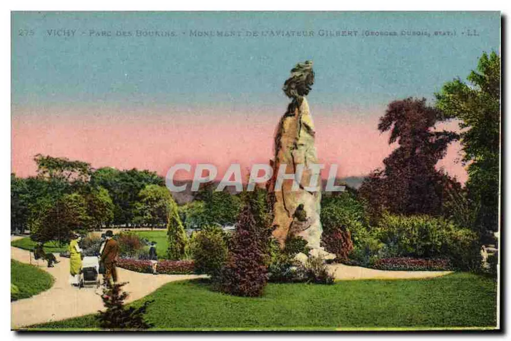 Vichy - Park van de Bourkins - Monument van de vlieger Gilbert (Grosbois, stat.) - Voorkant