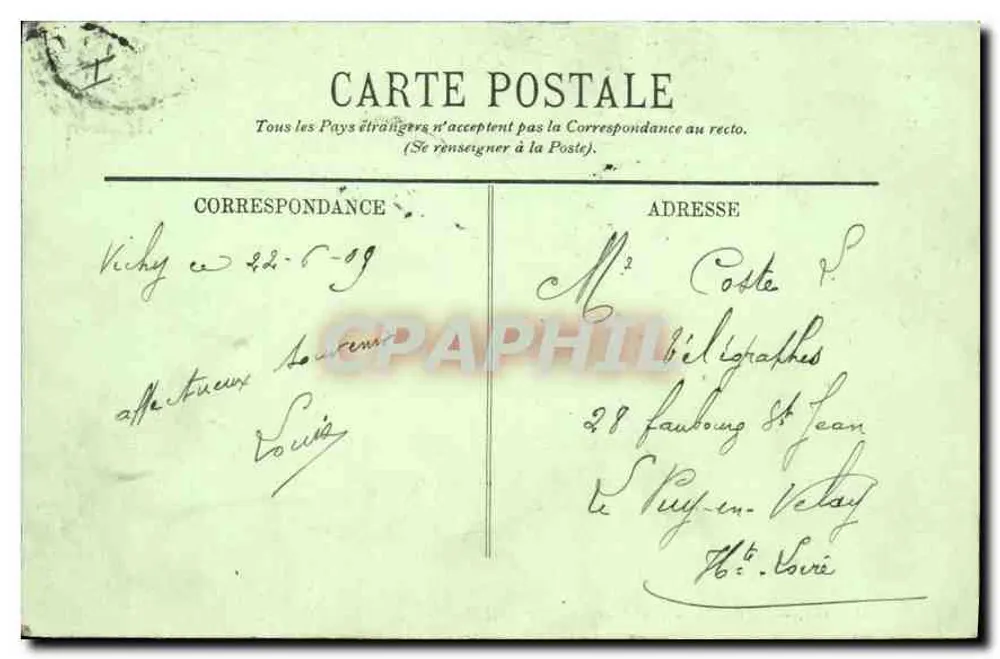 Vichy — O Casino — Fachada para o Parque — LL. - Verso