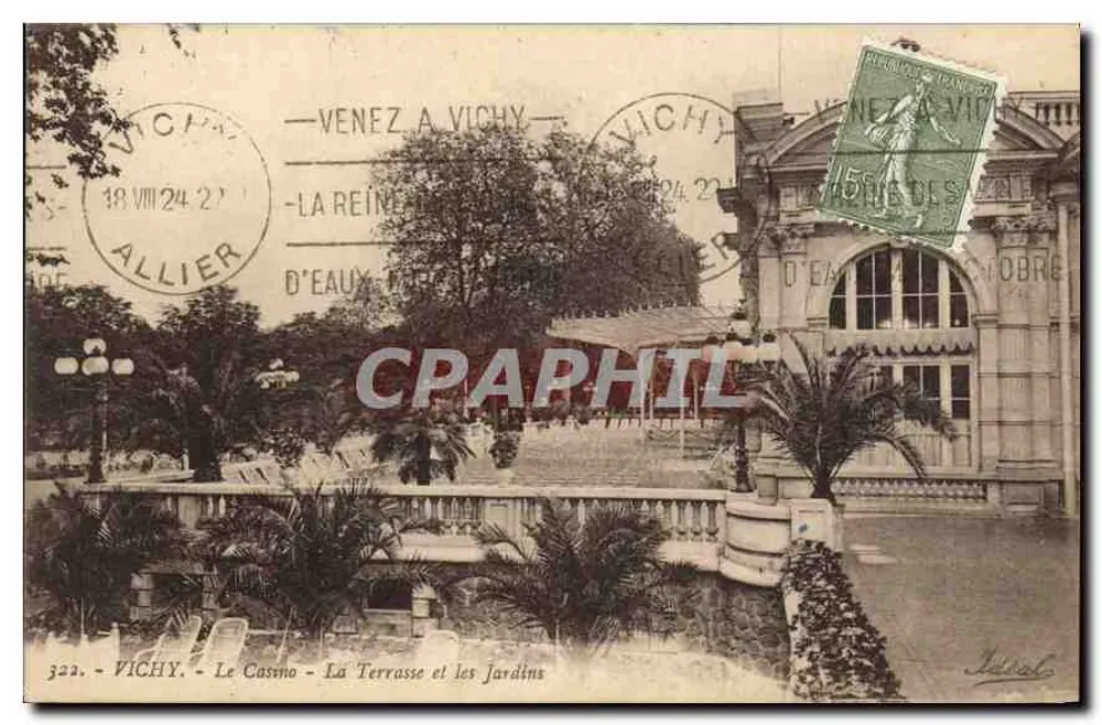 Vichy - Das Casino - Die Terrasse und die Gärten — Verlag Léval, Nr. 322 - Vorderseite