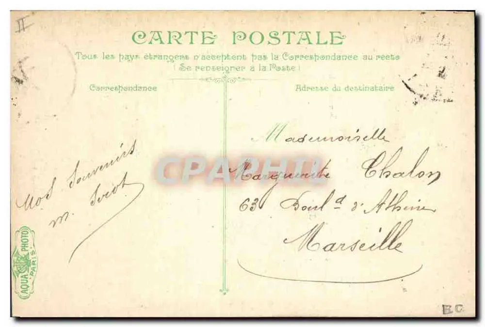 Vichy — Estabelecimento termal da Fonte Lardy — editor desconhecido, número de série não visível - Verso