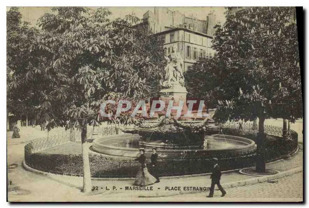 Place Estrangin - Marselha — Fonte com estátua — L.P. n°92 - Frente