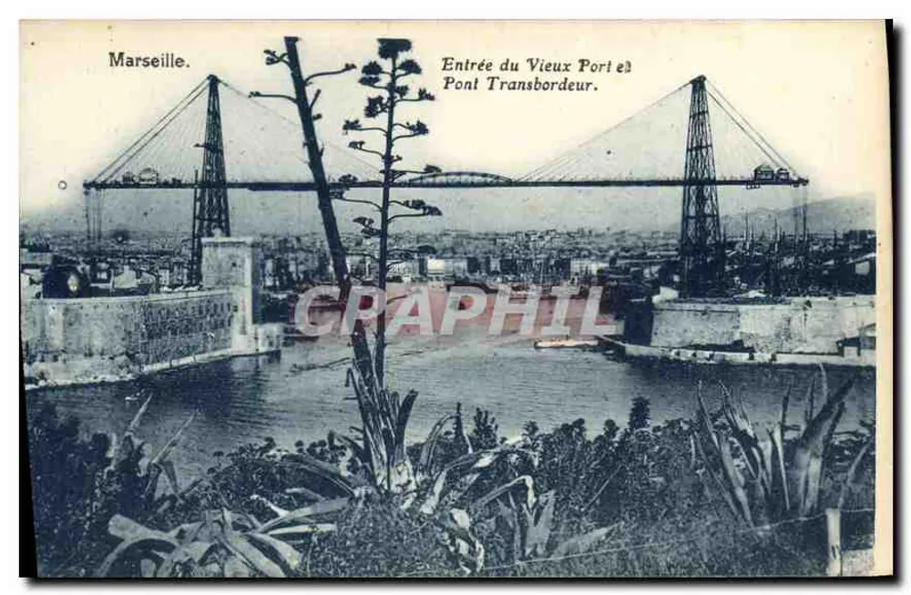 Marseille — Eingang zum Alten Hafen und Transbordeur-Brücke — kein Verleger oder Nummer sichtbar - Vorderseite