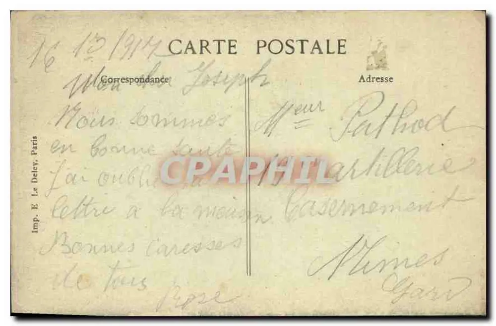 Marselha — Igreja dos Reformados e estátua monumental — Imp. E. Le Deley, Paris - Verso