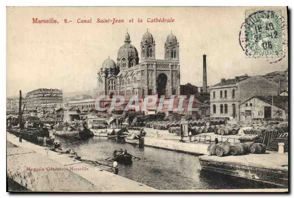 Marseille. 8.- Kanal Saint-Jean und die Kathedrale — Magasin Général, Marseille - Vorderseite