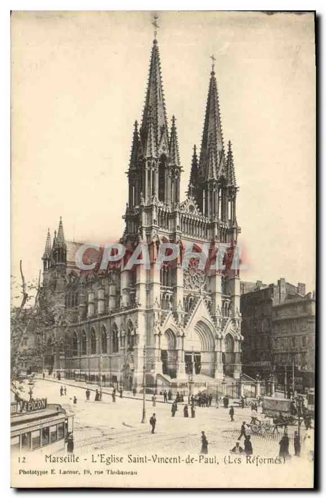 Marseille - Kirche Saint-Vincent-de-Paul (Die Reformierten) — Phototypie E. Lacour, 19, rue Thubanéan - Vorderseite