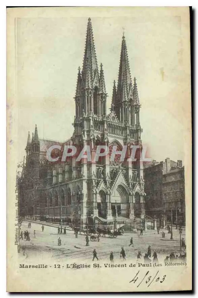 Marseille - Die Kirche St. Vincent de Paul (Die Reformierten) — Fotografie E. Lecorn 18, rue Thabor — Nr. 12 - Vorderseite