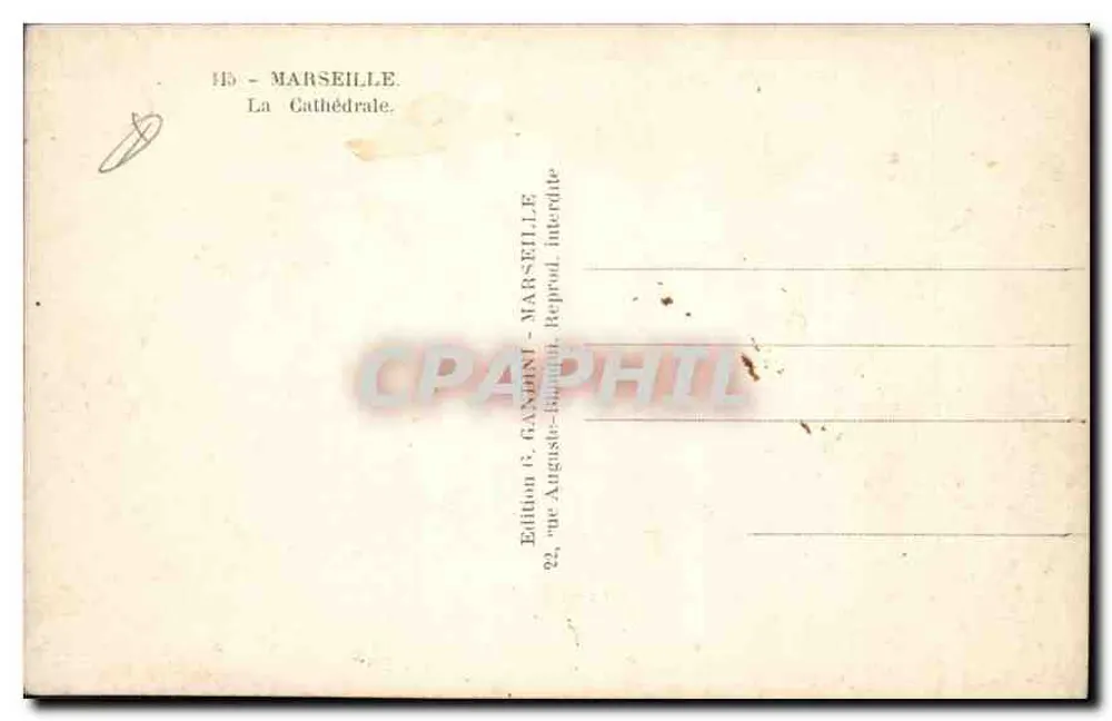 A Catedral — Marselha — Edição F. GANSELT - Verso