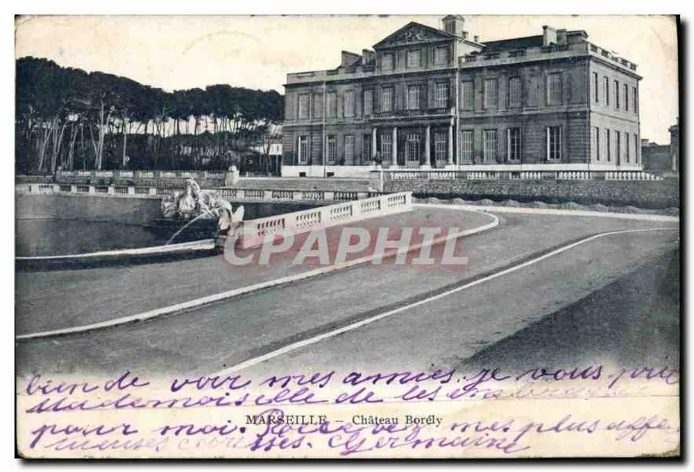 Marseille — Zamek Borély — widok zamku i fontanny - Awers