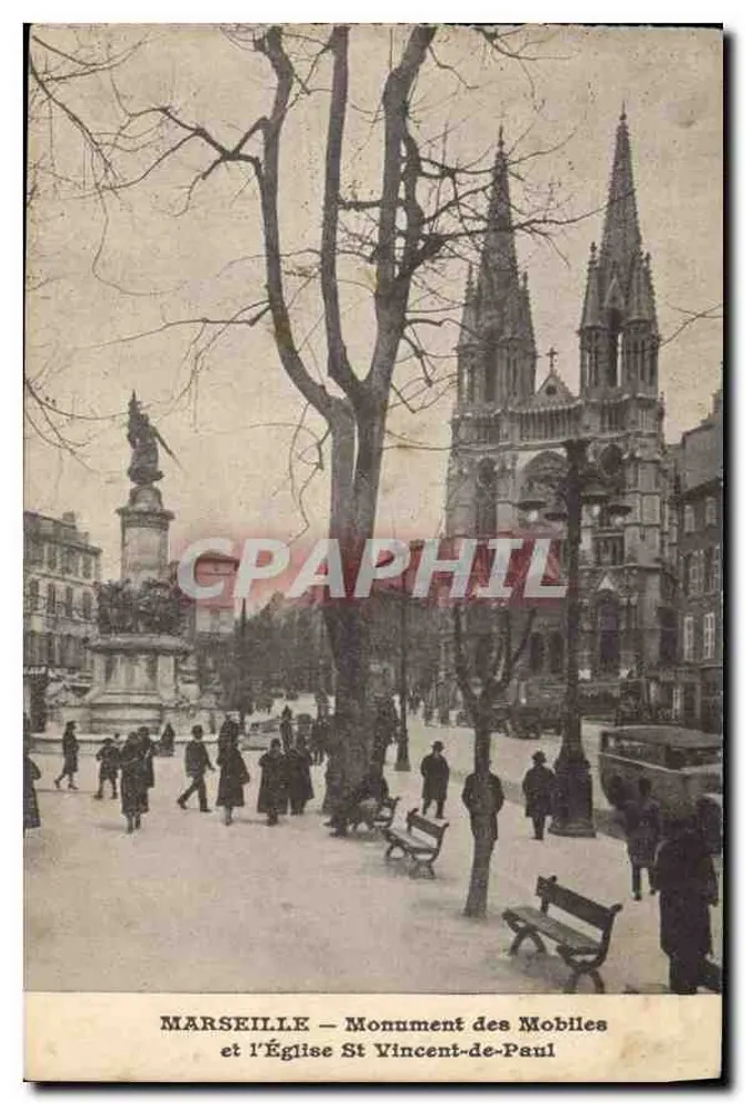 Marseille — Denkmal der Mobiles und die Kirche St. Vincent-de-Paul - Vorderseite