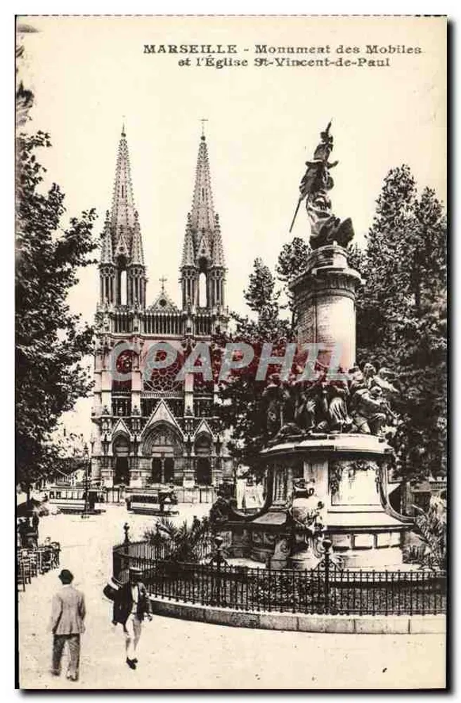 Marseille - Ansicht des Denkmals der Mobiles und der Kirche Saint-Vincent-de-Paul - Vorderseite