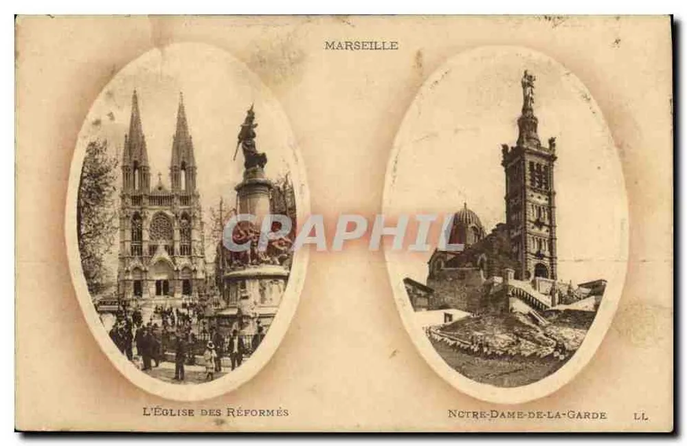 Marseille — Die Reformierte Kirche und Notre-Dame-de-la-Garde — LL - Vorderseite