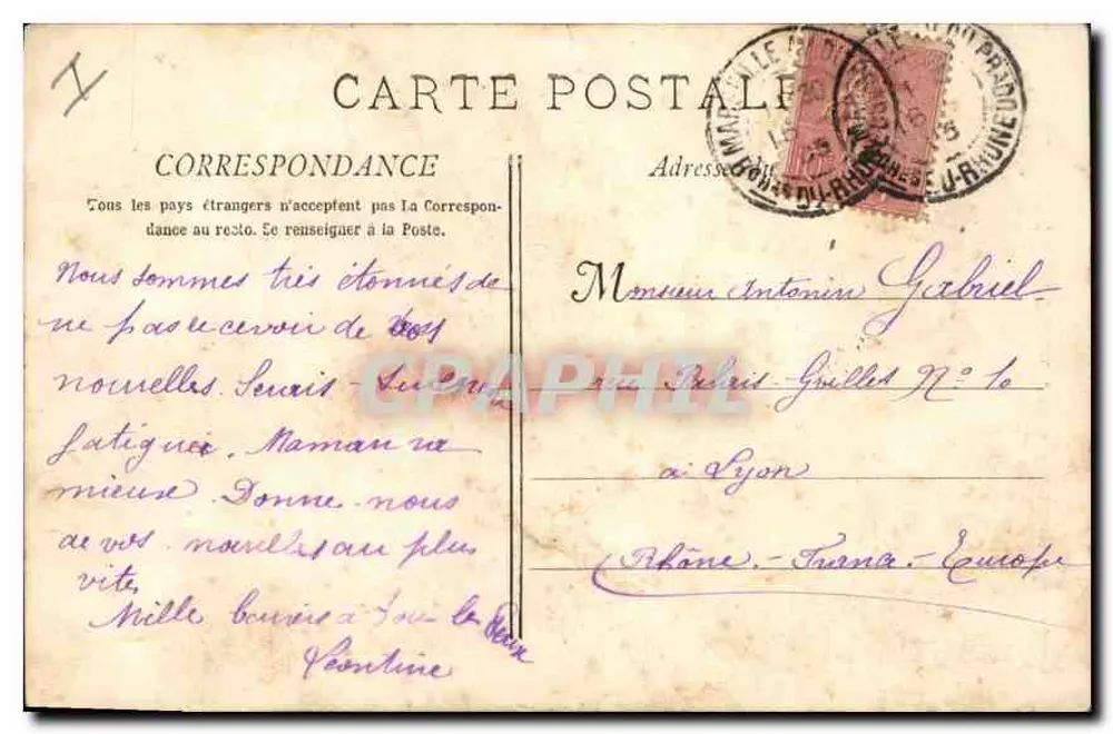 Marseille - Die Reformierten und das Denkmal der Mobiles — Sammlung B F. n°37 - Rückseite
