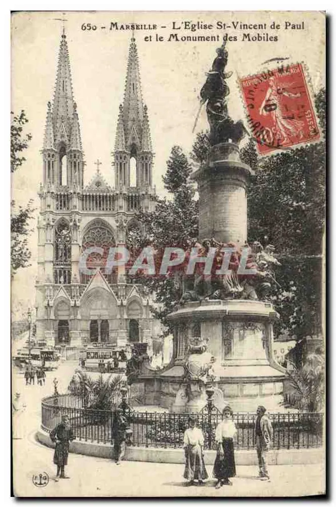 Marseille - Die Kirche St-Vincent de Paul und das Monument des Mobiles — Verlag C. P. M. n° 650 - Vorderseite