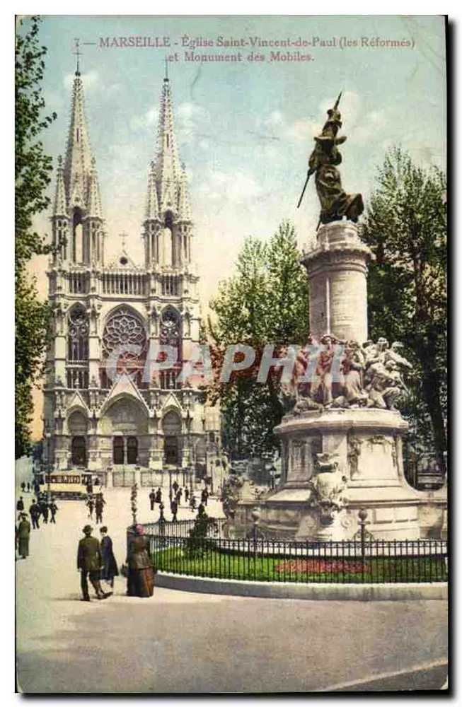 Marseille - Kirche Saint-Vincent-de-Paul (die Reformierten) und Denkmal der Mobiles - Vorderseite