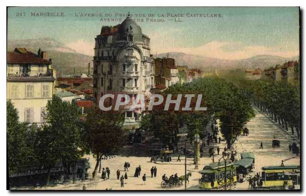 Marseille — Die Avenue du Prado von der Place Castellane aus gesehen — LL - Vorderseite