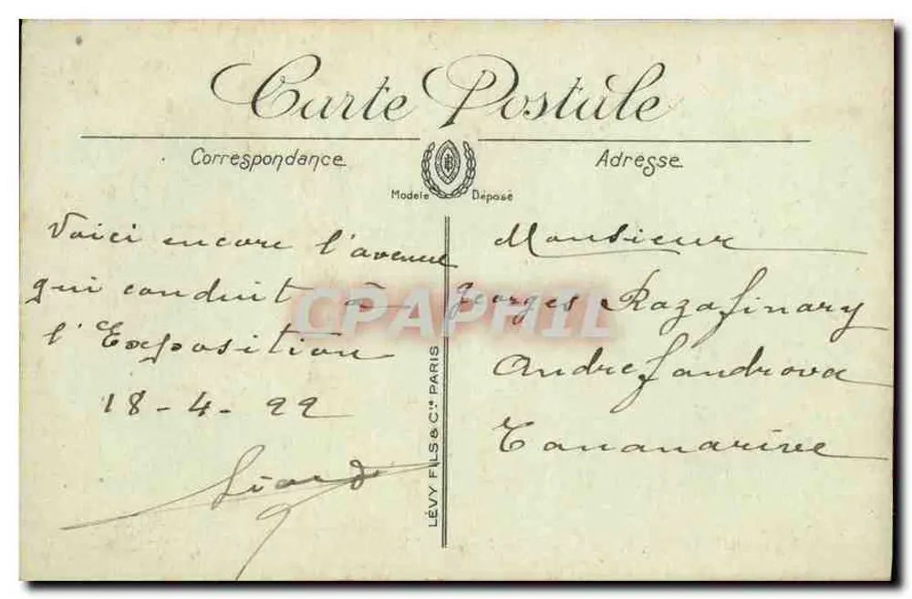 Marseille — O Prado, vista da Praia — LL. n° 282 - Verso