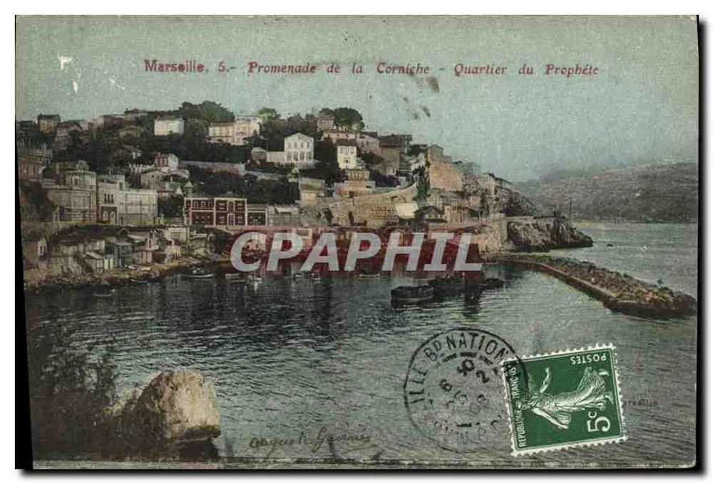 Marseille. 5. - Promenade de la Corniche - Wijk van de Profeet — Uitgever onbekend - Voorkant