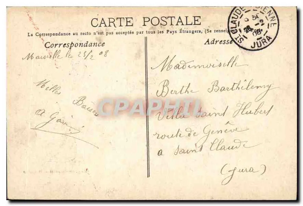 Marseille. 5. - Promenade de la Corniche - Wijk van de Profeet — Uitgever onbekend - Achterkant