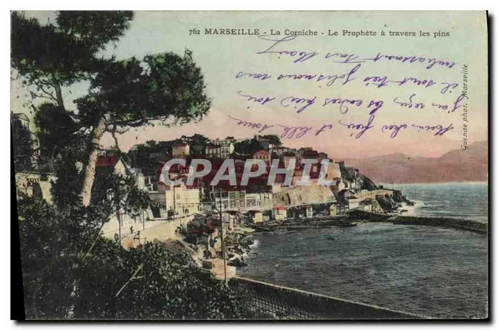 MARSIGLIA - La Corniche - Il Profeta tra i pini — Surnage fot. Marsiglia, n° 762 - Recto